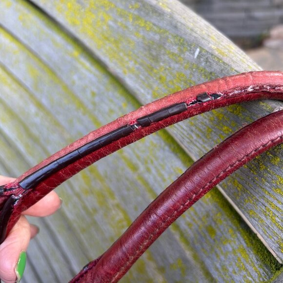 B Makowsky Lisbon Brown Red Drawstring Pocket Hobo Bag Satchel - Picture 12 of 16